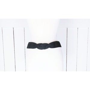 Vintage black knotted braided wide woven chord belt
